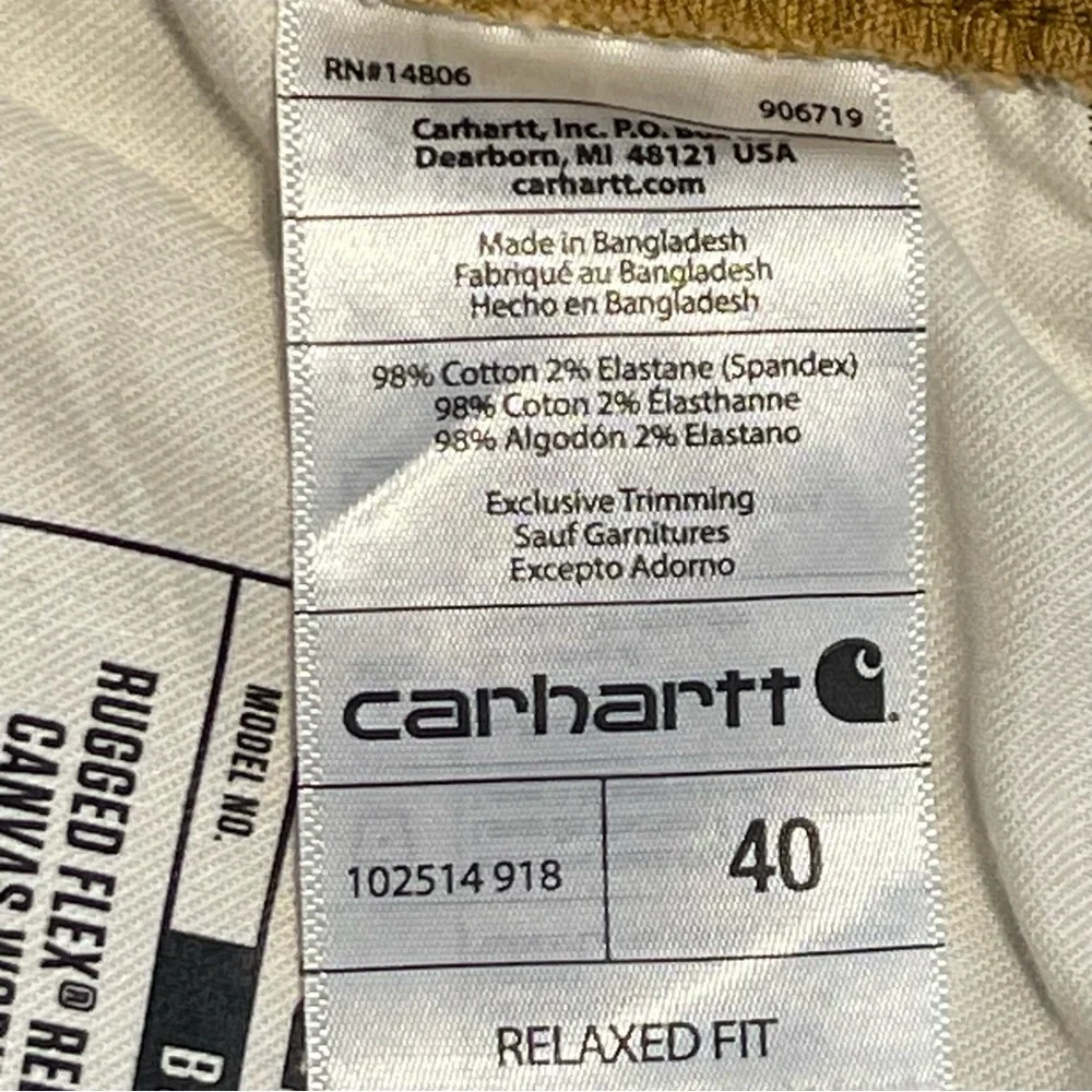 Carhartt Mens Rugged Flex Tan Canvas Work Cargo Shorts Size 40 NWOT